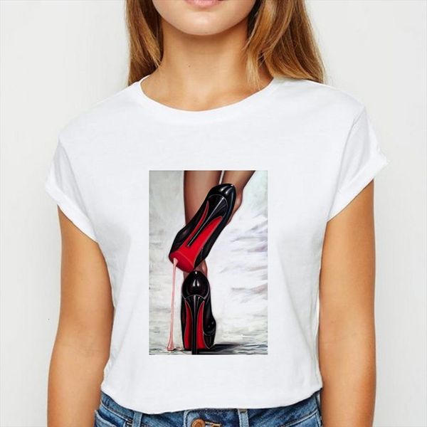 

fashion and women high heel men t shirt womens funny graphic printed femme art design casual female, White;black