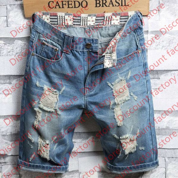 

mens five-cent jeans large size multi-pockets fashionable straight youth style casual urban wind jeans, Blue