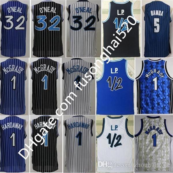 

basketball mohamed bamba jersey tracy mcgrady shaquille oneal o neal penny hardaway lp penny anfernee vintage stitched black blue white, Black;red