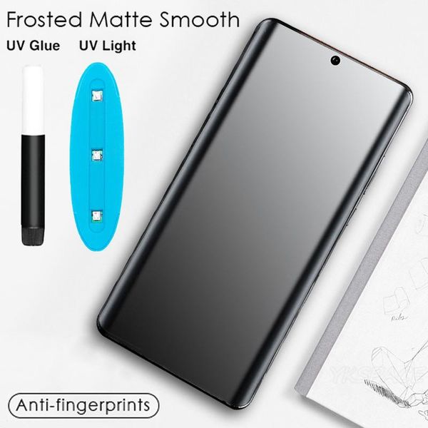

uv liquid full glue matte screen protector for galaxy s8 s9 s10e s10 s20 ultra note 8 9 10 plus 3d curved tempered glass