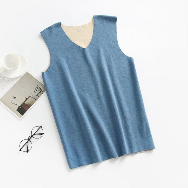 

men' tank men 2021 autumn winter thermal underwear tanks male warm body sleeveless comfortable thick slim vest w667, White;black