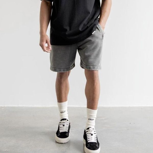 

men's shorts double 21ss line series solid color drawstring streetwear men women vintage represent, White;black