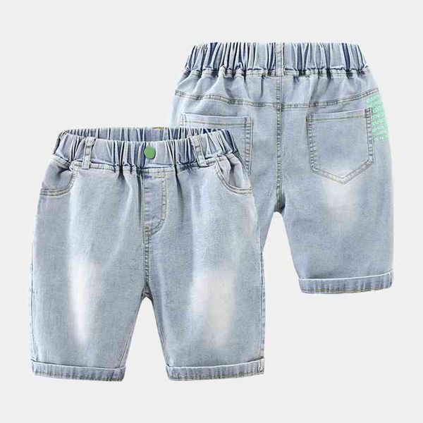 Moda de Verão 3 4 6 8 10 12 Anos Adolescentes Esportes 5 Capris Calf-comprimento Imprimir Bolso Bonito Denim Shorts para Crianças Baby Boy 210701