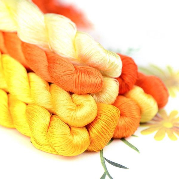

yarn 100% silk thread hand embroidery embroider cross stitch 1pcs 400m yellow series 10 pure colors, Black;white