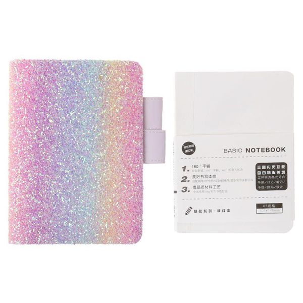 

a6 sequin notebook diary weekly planner journal agenda organizer travelers faux leather cover book, Purple;pink