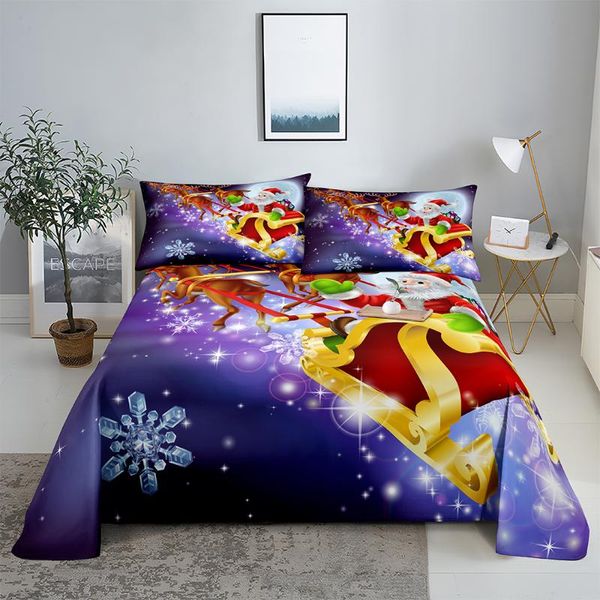 

sheets & sets christmas sleigh bedding sheet home digital printing polyester bed flat with case print
