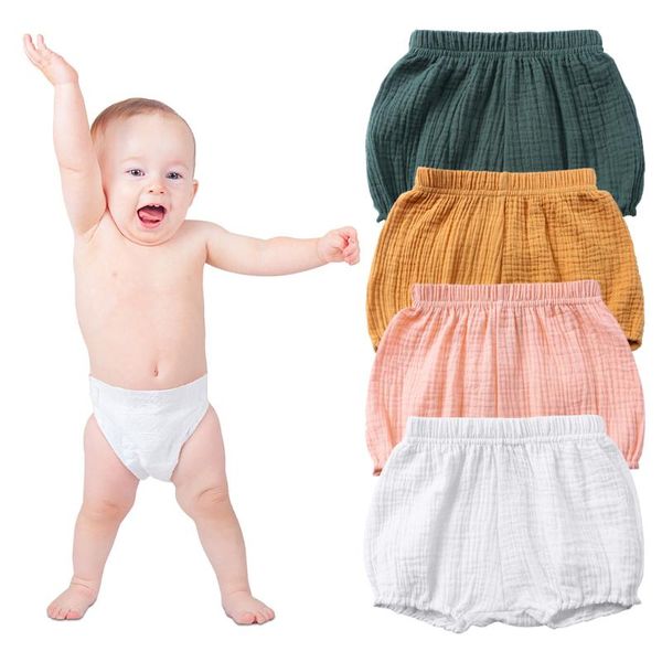 

summer kids boys shorts solid color baby girl shorts cotton linen bread short pants fashion newborn bloomers 6 months-4 years, Black