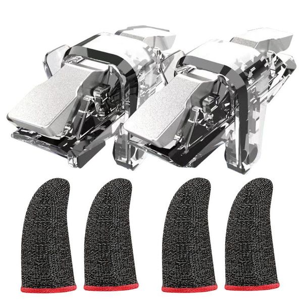 

handle game controller,physical keys gaming finger sets for pubg joystick metal mobile game artifact transparent