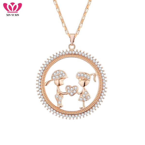 

pendant necklaces round boys and girls couple jewelry for women fashion gold crystal multi layers necklace long accessory, Silver