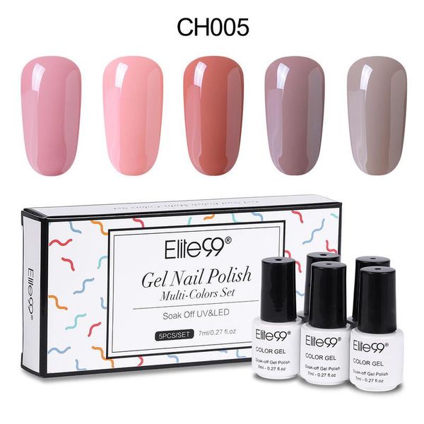 

nail art kits elite99 5pcs gel set with gift box 7ml nude color polish soak off uv led varnish lacquer manicure