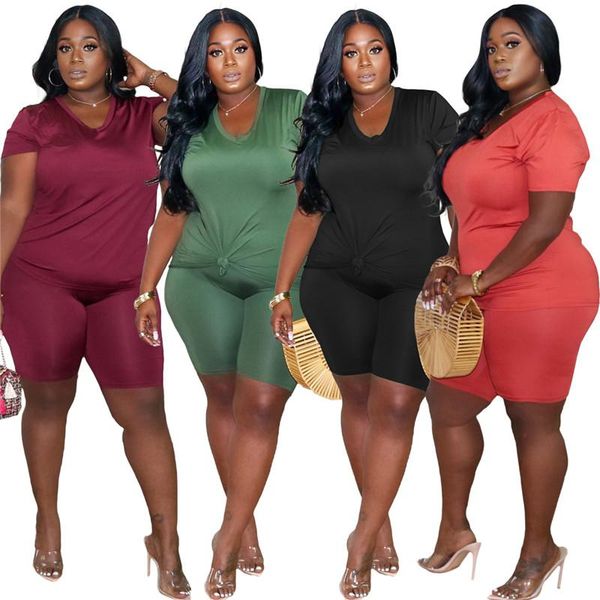 

plus size tracksuits two piece set women wholesale drop solid crop and shorts sets jogging suit summer tracksuit matching, Black