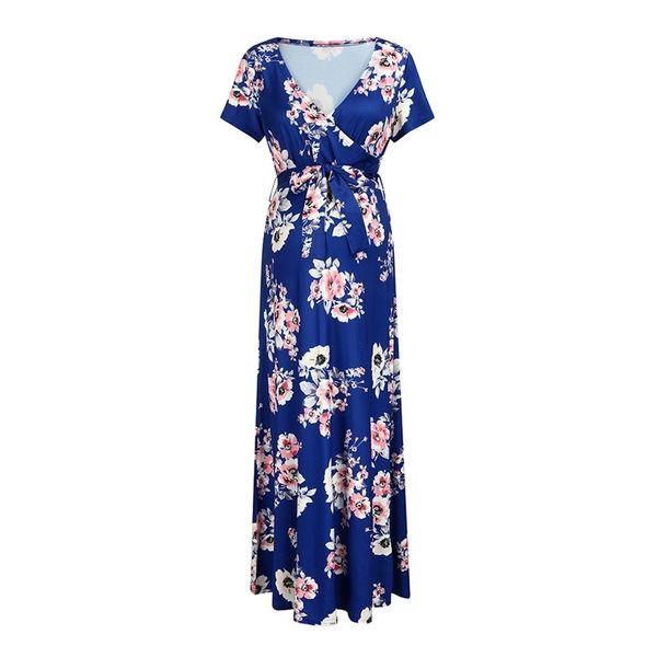 

arrivaltrendy floral print short-sleeve maternity maxi dress 210528, White