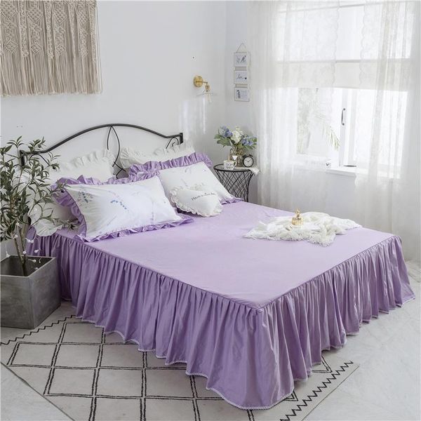 

bed skirt 3pcs luxury rufflled ding set romantic lace sheet with pillowcase twin queen king size spreads for girl room jpcn