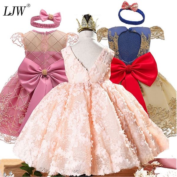 

girl dress baptismal dress for infant pink petal elegant flower girls wedding dresses tutu princess baby girl dress 210303, Red;yellow