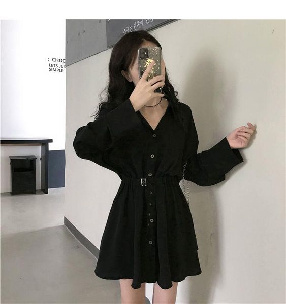 

casual dresses women dress oversize shirt tshirt fashion style clothes young ins korean y52, Black;gray