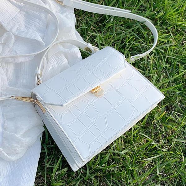 

cross body crocodile pattern square tote bag 2021 fashion pu leather women's designer handbag small shoulder messenger