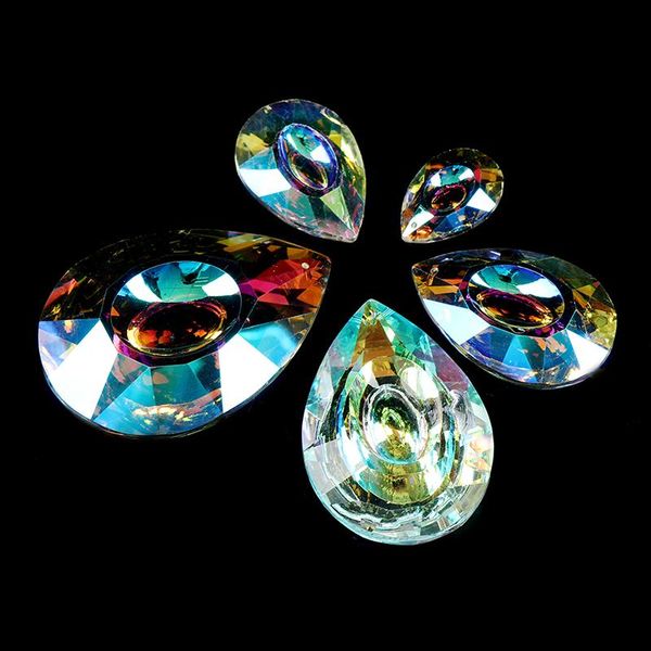 

high-quality colorful crystals hanging drops chandelier lamp prisms parts