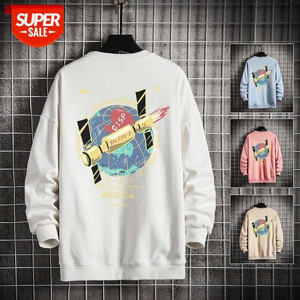 

satellite printed men hoodies 2020 harajuku casual cotton pullover hip hop hooded sweatshirt streetwear #ht7u, Black