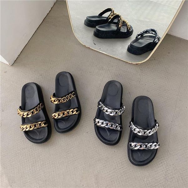 

slippers shoes woman 2021 casual pantofle low platform luxury flat summer soft slides rubber pu basic house p, Black