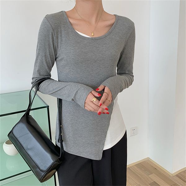 

women's blouses & shirts hzirip 5 background colours undershirt fake of two elegant streetwear parts thin feminine division complete c, White