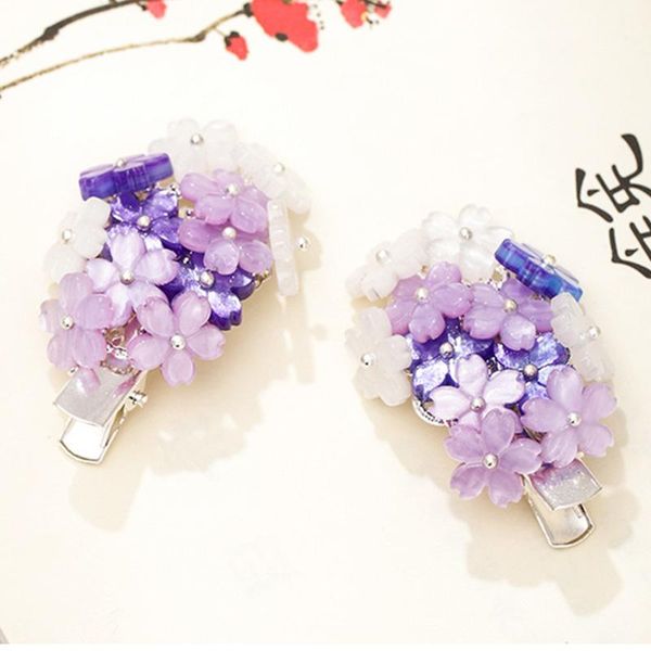 

hair clips & barrettes purple lovely flower girls hairpins small grips for women chinese style hairpin bride jewelry accessories, Golden;silver