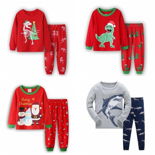 

pajamas christmas children suit baby long sleeve pyjamas set kids homewear nightwear boys girls sleepwear clothing wear, Blue;red