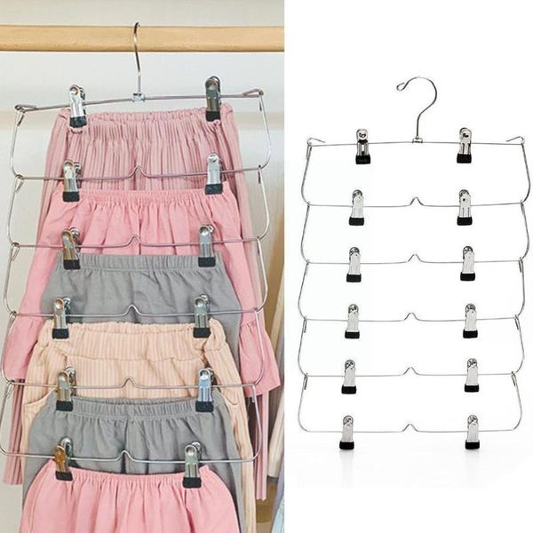 

hangers & racks 1*clothing rack multilayer clothes with 12 clothing metal pants clips folding storage wardrobe drying holder s f6g3