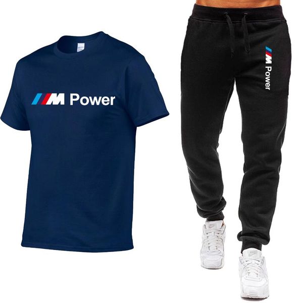 

men's tracksuits brand 2021 summer casual suit t-shirt + pants two-piece sportswear gym breathable clothing, Gray