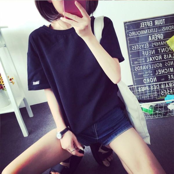 

women's t-shirt women casual loose aesthetics letter print short sleeve cotton polyester t shirts female camisetas verano mujer 2021, White