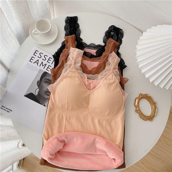 

women's tanks & camis women underwear vest thermo lingerie winter clothing warm inner wear intimate, White