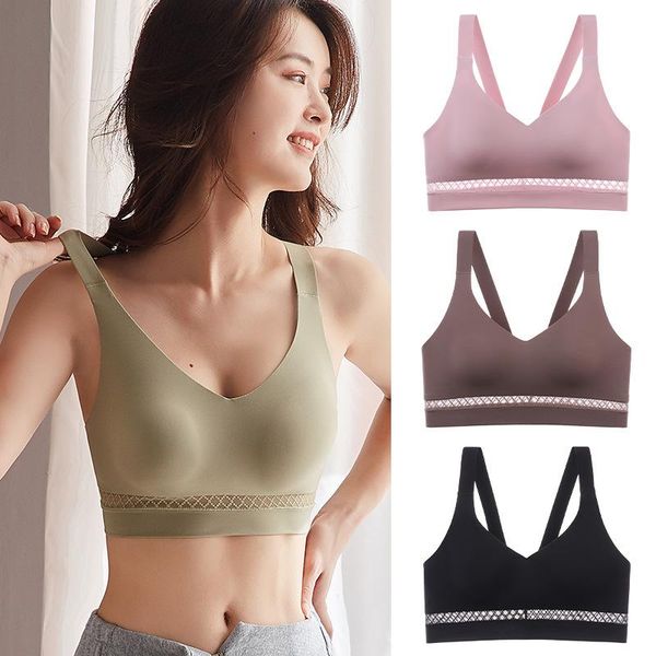 

bras non-sports underwear women's thin vest-style breast-absorbing yoga sweat-absorbing bra cross-back breathable hollow, Red;black