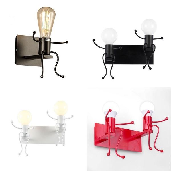 

wall lamp robot e27 modern metal led light iron and art lamps room restaurant aisle pub cafe sconce home decoration