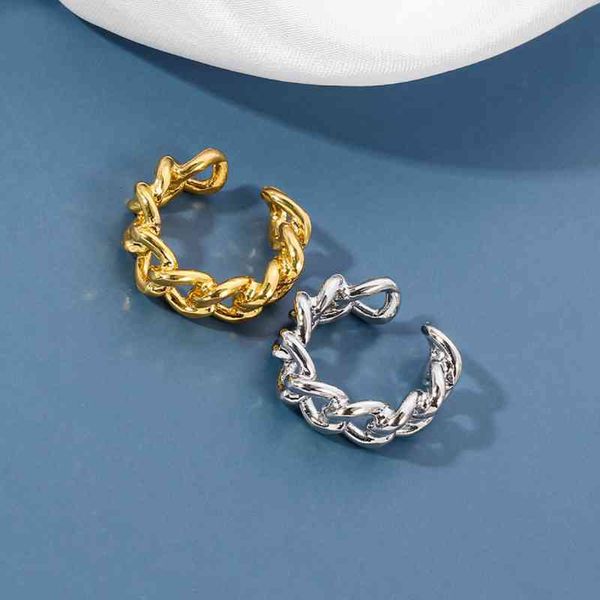 

chain female open two-color european and american retro personality adjustable coarse twist ring 2021 jewelry, Silver