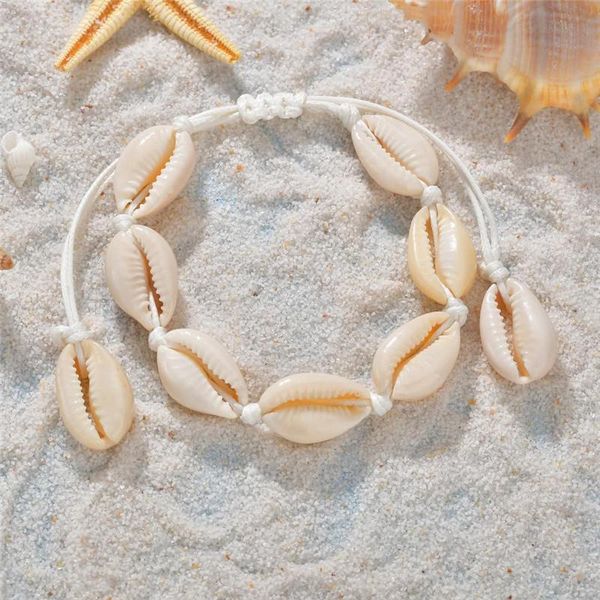 

earrings & necklace shell bracelet women jewelry set imitation pearl wax rope woven girl, Silver