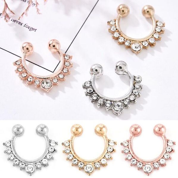 Trendige Nasenringe, Körperpiercing-Schmuck, modischer offener Ring aus Edelstahl, Ohrstecker, gefälschte Nasenringe, nicht Piercing-Ringe, Geschenk 1,5 x 1,5 cm