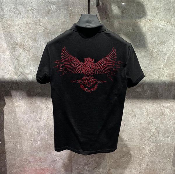 

2021 men shirt summer new arrival mens polo shirts casual slim fit short sleeve diamonds stone clothes zhjh, White;black