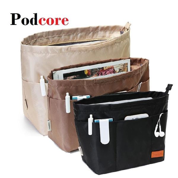 

cosmetic bags & cases organizer handbags organiser bag in insert brown coffee black color bagsinbag organizador de maquillaje neceser mujer