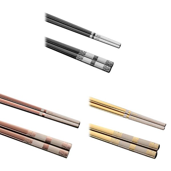 

luxury laser engraving chopsticks 304 stainless steel japanese chinese chop sticks korean hollow anti scald reusable sticks