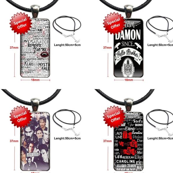 

pendant necklaces the vampire diaries for lovers friendship fashion glass cabochon necklace with women steel plated statement, Silver