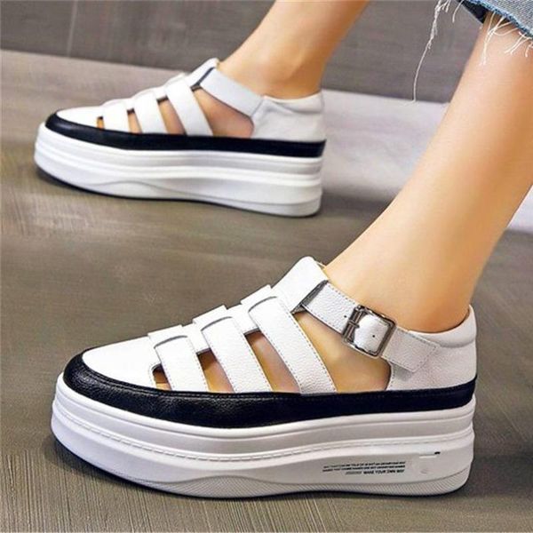 

dress shoes casual gladiators women cow leather sandals high platform chunky creepers oxfords summer boots 34 35 36 37 38 39, Black