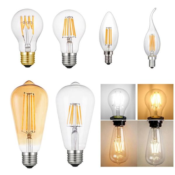 

bulbs led filament bulb e14 e27 candle light retro edison g35 g35l a60 st64 vintage ampoule replace of incandescent