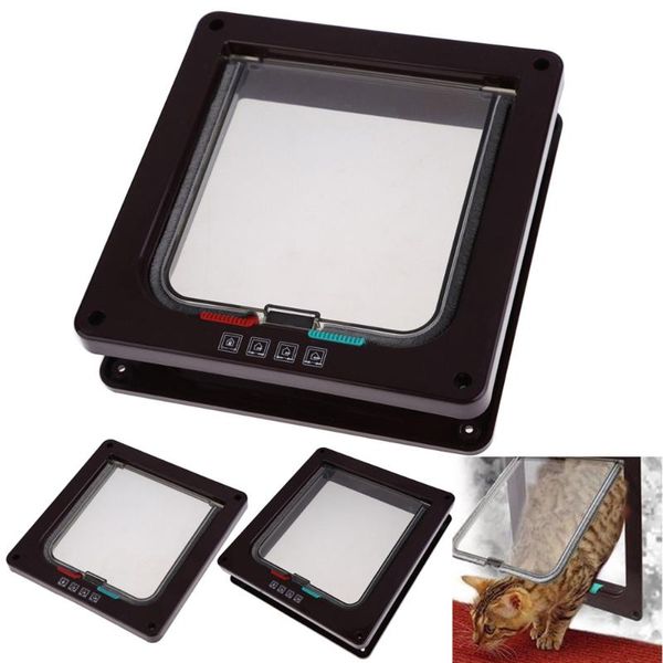 

dog houses & kennels accessories 4 way lockable door for small pets animals pet cat kitten safe flap gate coffee security supplies products