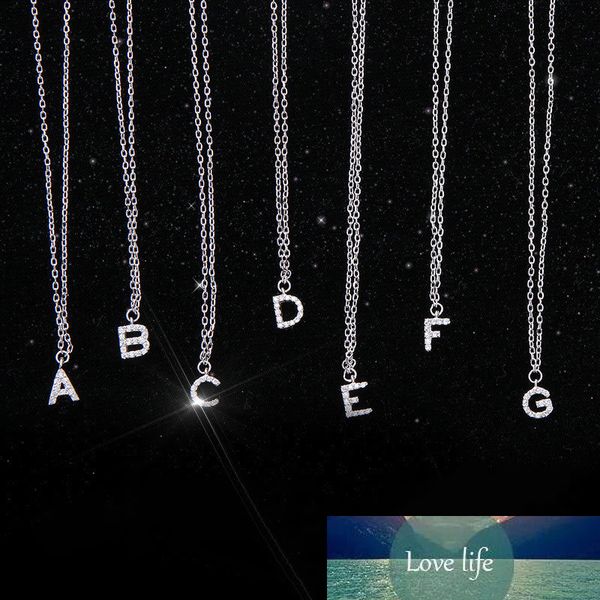 

925 sterling silver tiny a-z 26 alphabet initial letters name pendant necklace with full shiny zircon for girls gift s-n364