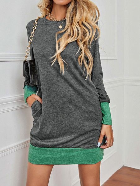 

contrast trim sweatshirt dress 17mz#, White;black