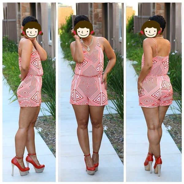 

womens jumpsuit summer short bodysuit overalls for women slim geometric combinaison femme rompers xm034, Black;white