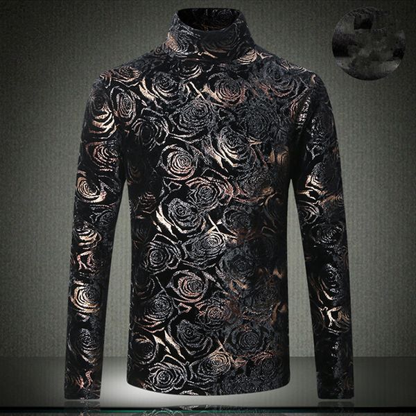 

2021 autumn winter velvet men t shirts 5xl sleeve floral half vintage style tees size #9912 0i89, White;black