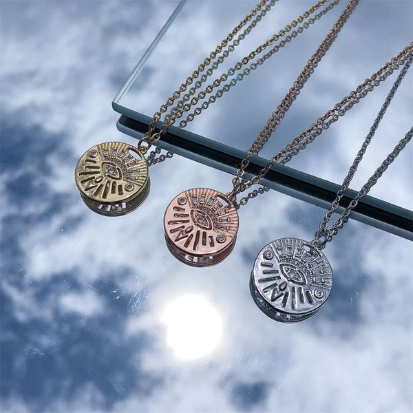 

pendant necklaces 1pc evil eye necklace gold for women turkish zircon copper collares de moda 2021, Silver