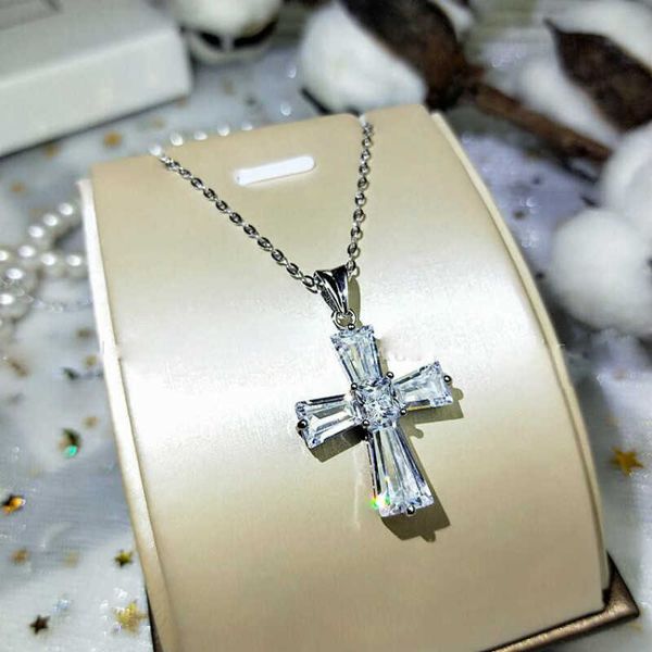 

925 sterling silver women's blackrock necklace, zircon pendant, aaa faith cross, fashion and luxury jewelry