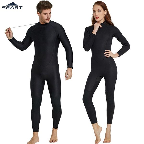 

sbart 2mm men women full black wetsuit nylon neoprene fullbody one-piece diving suit scuba diving winter zipper swimming suit