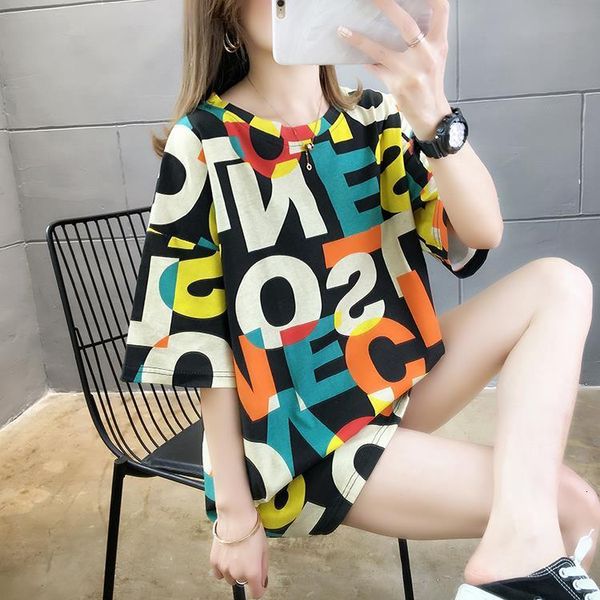 

large size summer clothes women's t-shirts casual loose letter printing short sleeve harajuku vintage tshirts oversize, White